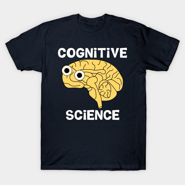 Cognitive Science Brain White Text T-Shirt by Barthol Graphics